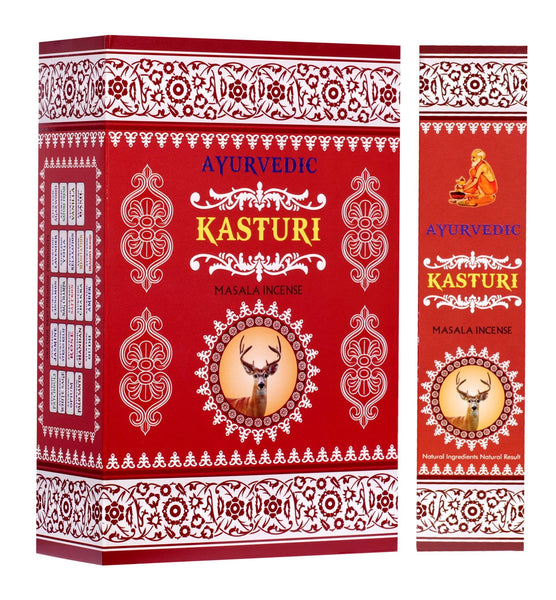 1 x RAW Customer Returns Ayurvedic Kasturi Musk Masala Incense Sticks, 12 Packs of 15 Box Sticks Each 180 Sticks Premium Quality - RRP €14.11