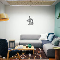 1 x RAW Customer Returns Beautiwall Geometric Unicorn Modern Wall Decoration Metal Black - Coated Wall Decoration Metal Pictures - Living Room Bathroom Bedroom Wall Decoration Metal Decoration - Adhesive Strips Included - RRP €45.38