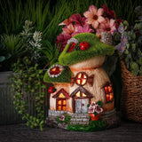 1 x RAW Customer Returns TERESA S COLLECTIONS Resin Fairy House Mushroom Garden Decoration with Solar Lamp Gifts for Girls Mom Lawn Balcony 19.5cm - RRP €26.21