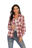 1 x RAW Customer Returns Enjoyoself Women s Flannel Shirt Cotton Long Sleeve Lumberjack Shirt Button-down Checked Blouse for Everyday Oktoberfest White-Red, L - RRP €27.22