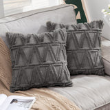 1 x Brand New MIULEE Cushion Covers 2 Pieces Polyester Fleece Cushion Covers for Chair Living Room Elegant, Comfortable and Modern with Invisible Zipper 45X45 CM Dark Gray - RRP €22.8