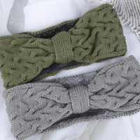 1 x Brand New Velvet Bow Wool Hairband 2 Pieces Women Bow Knot Hairband, Knitted Ear Protection Headwear Winter Warm Twist Headband Hair Accessories for Women Girls color 2  - RRP €8.7