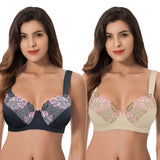 1 x RAW Customer Returns Curve Muse Women s Plus Size Minimizer Underwire Unlined Bras with Embroidered Lace - 2 Pack-Nude, Black-95B - RRP €36.99