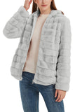 1 x RAW Customer Returns Geschallino Women s Faux Fur Coat Hooded Outerwear Fleece Jacket with Sherpa Lining 1801 Gray S - RRP €56.46