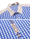 1 x RAW Customer Returns COOFANDY shirt men s traditional shirt checked shirt Oktoberfest long-sleeved checked shirts casual shirt checked shirts cargo shirt with cotton slim fit for men blue XL - RRP €35.28