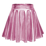 1 x RAW Customer Returns EXCHIC Women s Metallic Pleated Mini Skater Skirt S, Pink  - RRP €19.14