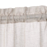 1 x Brand New LuxFocus short curtains lace transparent set of 2 sheer curtains with lace stripes decorative window curtain linen look bistro curtains drawstring short curtain light brown WxH 69x114 cm - RRP €15.12