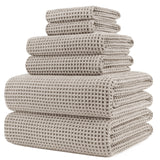 1 x RAW Customer Returns Polyte - Lint Free Microfiber Bath Towel Set - Quick Dry - Waffle Knit - Beige - Large 60 x 30 - Pack of 6 - RRP €35.15