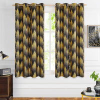 1 x Brand New FMFUNCTEX Black Gold Foil Pine Forest Opaque Curtains Eyelet Curtain Cold Protection Blackout Curtains Thermal Insulated Curtains for Living Room Bedroom, 132 175cm, Set of 2 - RRP €40.33