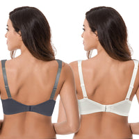 1 x RAW Customer Returns Curve Muse Women s Plus Size Minimizer Wireless Unlined Bra with Embroidered Lace - Pack of 2 - Buttermilk, Grey-125C - RRP €39.58