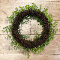 1 x Brand New MIJOMA Artificial Eucalyptus Wreath 30cm - Real Touch Premium Quality, Door Decoration, Table Decoration Green  - RRP €24.95