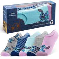 1 x RAW Customer Returns Disney sneaker socks, collection, cotton-rich short socks, Stitch socks, blue, 5 pairs of socks, sizes 36-40, socks women, gifts fans - RRP €18.14