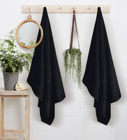 2 x RAW Customer Returns GLAMBURG Cotton 2 Pack Oversized Bath Towels 100 x 150 cm, Large Bath Towels, Ultra Absorbent, Compact, Eco-Friendly and 100 Recyclable, Quick Drying and Lightweight Towel Black - RRP €47.46