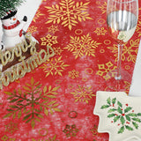 14 x Brand New Yeahshion Christmas Table Runner 28cmx5m, Red and Gold Metallic Non-Woven Table Runner with Snowflake Patterns for Christmas Decorations, DIY, Packaging - RRP €131.04