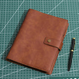 1 x RAW Customer Returns Wonderpool Leather Refillable Notebook Ring Binder A5 Diary - Dotted Paper Genuine Leather Inner Pockets for Travel Work and Organizer Coffee, A5  - RRP €22.3