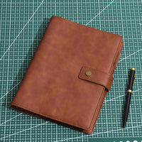 1 x RAW Customer Returns Wonderpool Leather Refillable Notebook Ring Binder A5 Diary - Dotted Paper Genuine Leather Inner Pockets for Travel Work and Organizer Coffee, A5  - RRP €22.11