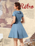 1 x RAW Customer Returns Wedtrend 1950s Vintage Cocktail Rockabilly Swing Retro Dress Knee Length SkyBlueSmallWhiteDot WTP20007 SkyBlueSmallWhiteDot 3XL - RRP €42.99