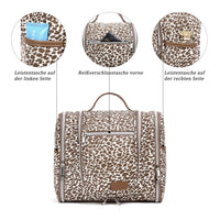 1 x RAW Customer Returns Travel Hanging Toiletry Bag for Women Men Water Resistant Cosmetic Makeup Bag Full Size Toiletry Bag with Hanging Hook Pure Cotton Leopard Print  - RRP €36.29