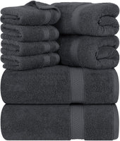 1 x RAW Customer Returns Utopia Towels - 8 piece cotton towel set with hanger - 2 bath towels, 2 hand towels and 4 washcloths - Gray  - RRP €41.99