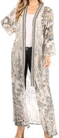 1 x Brand New Sakkas 1206 - Iona Women Casual Boho Long Kimono Cardigan Open Front Floral Print Loose - 496 - OS - RRP €58.99