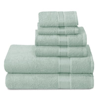 1 x RAW Customer Returns GLAMBURG Ultra Soft 6 Pack Cotton Towel Set, Includes 2 Oversized Bath Towels 70 x 140 cm, 2 Hand Towels 40 x 60 cm and 2 Washcloths 30 x 30 cm, Sea Green - RRP €25.2