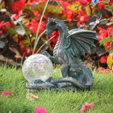 1 x RAW Customer Returns TERESA S COLLECTIONS Garden decoration for outdoors, garden figures for outdoors, 22.5 cm garden dragon figure with solar light, waterproof synthetic resin decoration figure for lawn terrace gifts for women - RRP €33.58