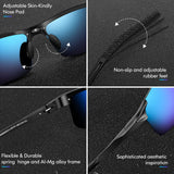 1 x RAW Customer Returns DADA-PRO Sunglasses Men Polarized Cycling Glasses Sports Glasses Mirrored Driver Glasses with Metal Frame Ultralight UV400 Protection Blue  - RRP €20.77