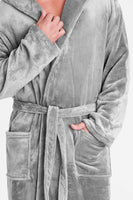 1 x RAW Customer Returns CityComfort Men s Dressing Gown Super Soft Men s Fleece Robe with Hood Robes Bathrobe Warm and Cozy Light Grey, 3XL  - RRP €28.26