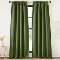 1 x RAW Customer Returns PONY DANCE Heat-insulating curtains, opaque linen look curtains with ruffle tape, set of 2, H 245 x W 140 cm, blackout curtain for rail, linen blackout curtains for living room, apple green - RRP €48.35