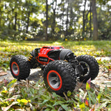 1 x RAW Customer Returns BEZGAR TD141 Remote Control Car - 4WD 2.4GHz RC Car for Children, Transforming Car Toy Stunt Car with Rechargeable Battery for Boys and Adults, Red - RRP €50.41