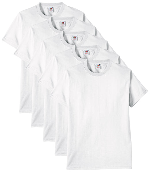 1 x RAW Customer Returns Fruit of the Loom Men s Regular Fit T-Shirt Heavy Cotton Tee Shirt 5 Pack, White, S - RRP €24.04