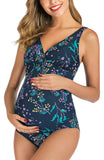 1 x RAW Customer Returns EastElegant Maternity Swimsuit V-Neck Pregnancy Tankini Swimsuit - Navy Blue - XXL - RRP €99.0