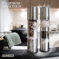 1 x RAW Customer Returns LioSells 2 in 1 salt and pepper mill made of stainless steel, manually adjustable ceramic grinder, BPA free dual spice mill - RRP €16.13