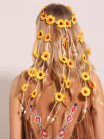 3 x RAW Customer Returns JeVenis Sunflower Hippie Women s Accessories Boho Hippie Costume 60s Boho Hippie Costume Headbands 70s Round Glasses 70s Sunflower Necklace 70s Fringe Earring for Girls Carnival - RRP €60.06