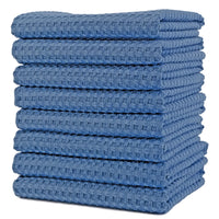 1 x RAW Customer Returns Polyte - Premium Microfiber Tea Towels - Waffle Structure - Pack of 8 Blue, 40x71 cm  - RRP €26.19