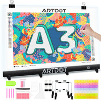 1 x RAW Customer Returns ARTDOT light table A3 as 5D diamond painting accessories, adjustable brightness diamond painting light panels with stand for diamond painting adults - RRP €32.9