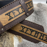 1 x RAW Customer Returns HiiFeuer Viking Embossed Wide Belt, Retro Medieval Faux Leather Mercenary Knight Belt, For Ren Faire LARP Cosplay Halloween Brown B  - RRP €29.9