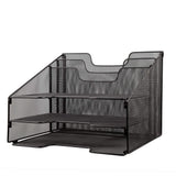 1 x Brand New VANRA Metal Mesh Desk Organizer with 3 Mail Trays and 2 Vertical Sections - Black - RRP €19.2