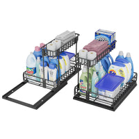 2 x Brand New Nieifi Sink Organizer, 2 Tier Under Sink Shelf with Sliding Drawer, for Bathroom Cabinet, Kitchen Organizer Black 2 Sets - RRP €59.98