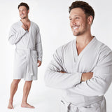 1 x RAW Customer Returns CityComfort Men s Bathrobe, 100 Cotton Bathrobe, Men s Shower Bathrobe M - 3XL Grey, L  - RRP €23.18