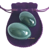 1 x RAW Customer Returns Nephrite Eggs 2-piece set for tightening Yoni Love Muscles, drilled, with a box of unwaxed silk cord and instructions, for beginners and intermediate users, Large Medium 2 sizes, Polar Jade - RRP €69.99