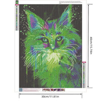 48 x Brand New YSCOLOR Full Round Diamond Painting Green Cat Animals DIY Mosaic Diamond Painting Cross Stitch Embroidery Novelty Modern 3D DIY Room Decor 30X40Cm - RRP €1094.4