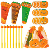 1 x Brand New ANGOLIO 24Pcs Fall Thanksgiving Stationery Set of Pumpkins, Pumpkin Kit Sticky Notes with Gel Pens, Fall Leaves Ruler, Storage Mesh Bag for Kids Back to School Share Gifts Office Supplies - RRP €30.24