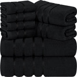 1 x RAW Customer Returns Utopia Towels - 8-Pack Towel Set with Hanging Loop Made of 97 Cotton, Absorbent and Quick-Drying 2 Bath Towels, 2 Hand Towels, 4 Washcloths Black  - RRP €32.83