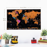 1 x RAW Customer Returns World map for scratching, detailed rubbing, world map for scraping with all US states, map for rubbing and accessories kit gift tube. - RRP €17.82