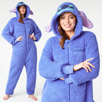 1 x RAW Customer Returns Disney Women s One-piece Pajamas - Stitch Fleece Pajamas with Zip and Hood S-2XL - Oversized One-piece Pajamas for Girls Blue Stitch, S  - RRP €34.67