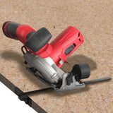 1 x RAW Customer Returns Cordless mini circular saw with guide rail - Rechargeable 12V battery - Maximum cutting depth 26mm 90 , 18mm 45 - Adjustable angle - Saw blade 85mm - incl. charger - 30 X16 cm - RRP €64.99