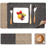 1 x RAW Customer Returns Myir JUN Washable Leather Placemats and Coasters, Double-Sided Placemat Set of 6 Non-Slip Placemats Faux Leather Gray Beige  - RRP €26.06