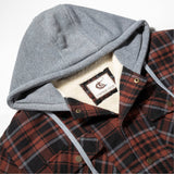 1 x RAW Customer Returns Coevals Club Men s Checked Flannel Shirt Long Sleeve Cotton Plaid With Pocket Casual Shirt Regular Fit Sherpa Lining Hoody Coat Jacket Rust Brown Black 6 3XL  - RRP €59.0