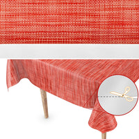 1 x RAW Customer Returns Tablecloth washable oilcloth oilcloth tablecloth 220 x 140cm cut edge linen textile look red garden tablecloth oilcloth - RRP €18.6